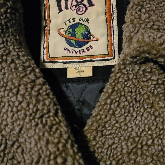 Vintage Mgr Black Leather Crop Bomber Winter Jacket 90s Suede Its Our Universe S - Picture 3 of 11